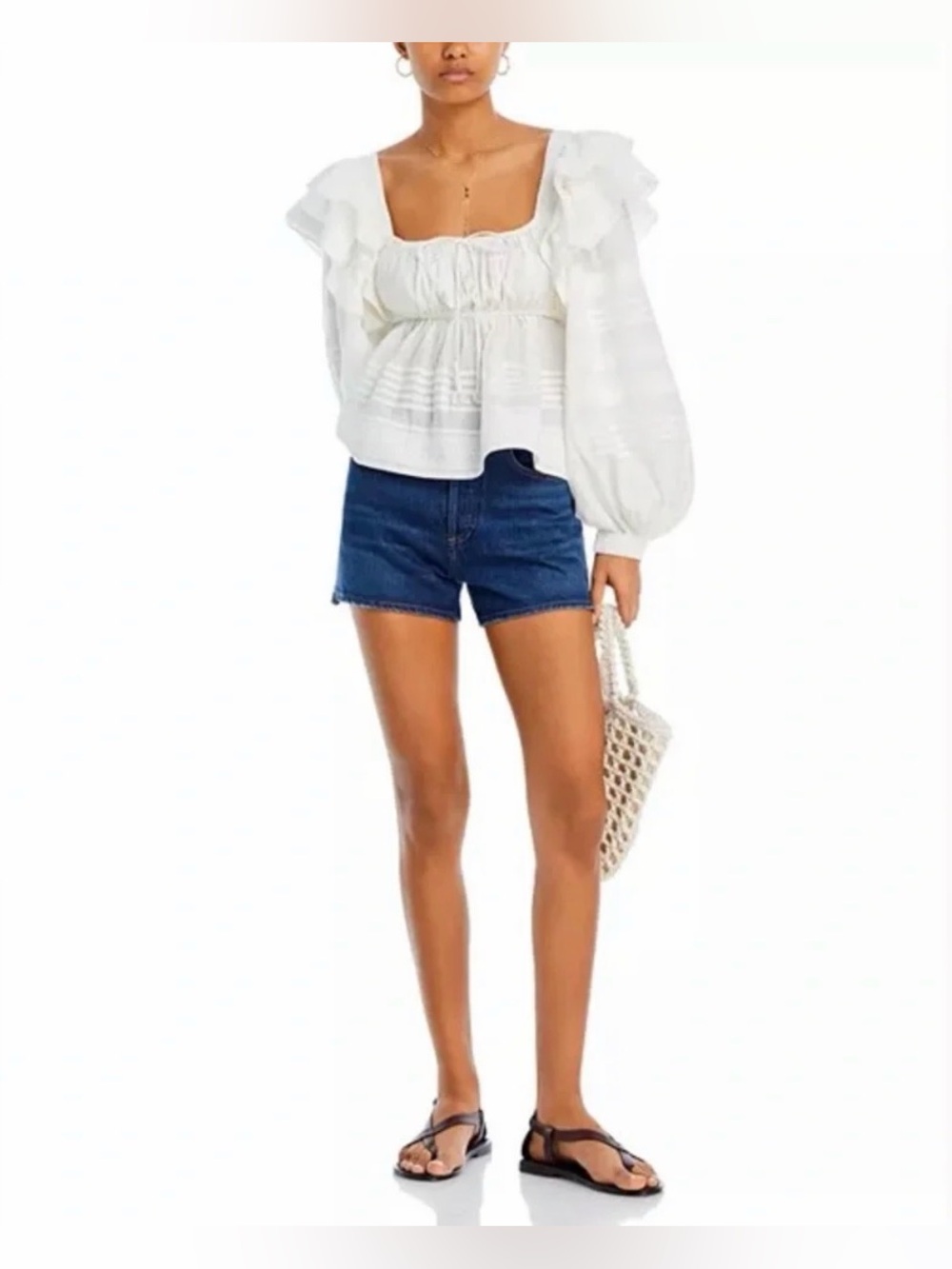 FARM Rio Off White Square Neckline Ruffle Blouse - Picture 4 of 7